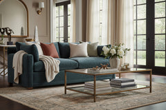 Donna 88 Inch "Quick Ship" Fabric Upholstered 2 Cushion Track Arm Sofa