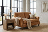 Image of Harris Pillow Back Leather Loveseat With Nailhead Trim