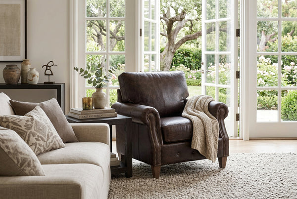 Harris Pillow Back Leather Chair With Nailhead Trim