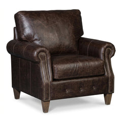 Harris Pillow Back Leather Chair With Nailhead Trim