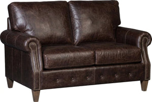 Harris Pillow Back Leather Loveseat With Nailhead Trim