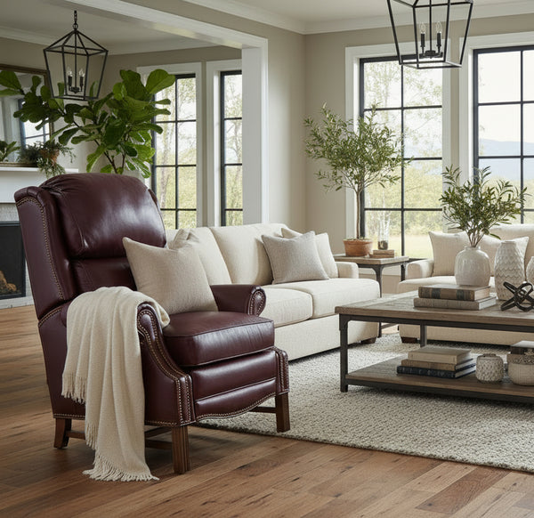 Leo Burgundy "Quick Ship" High Back Recliner