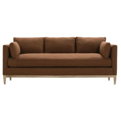 Georgia 86 Inch "Quick Ship" Single Bench Seat Brown Linen Blend Sofa