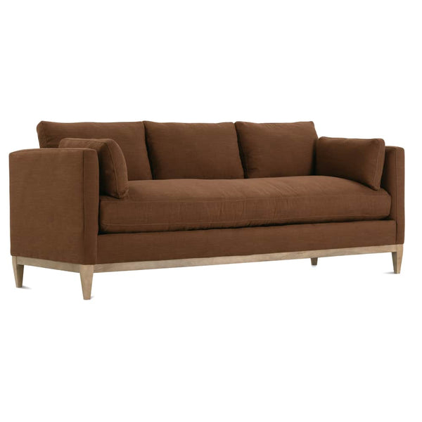 Georgia 86 Inch "Quick Ship" Single Bench Seat Brown Linen Blend Sofa