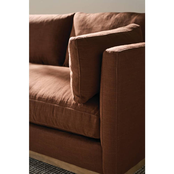 Georgia 86 Inch "Quick Ship" Single Bench Seat Brown Linen Blend Sofa