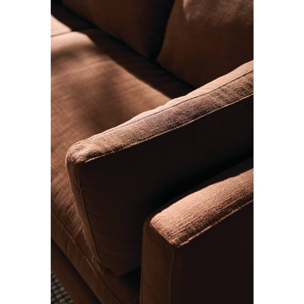 Georgia 86 Inch "Quick Ship" Single Bench Seat Brown Linen Blend Sofa