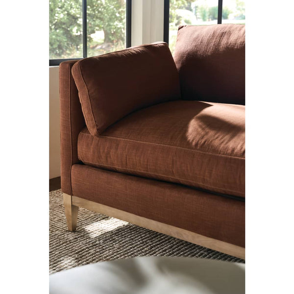 Georgia 86 Inch "Quick Ship" Single Bench Seat Brown Linen Blend Sofa