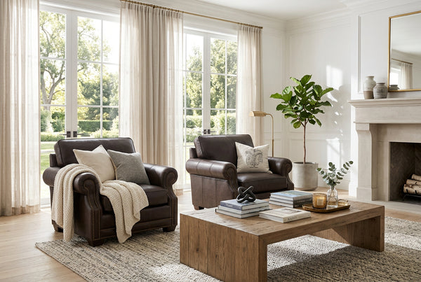 Robinson Oversized Pillow Back Sofa Group With Nail Trim