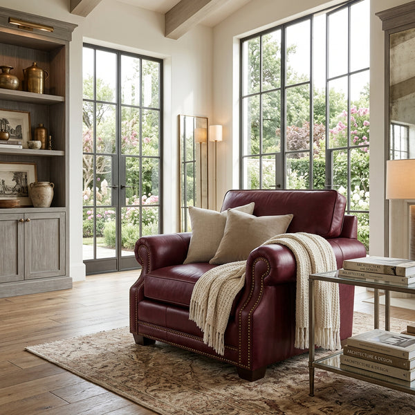 Robinson Oversized Pillow Back Sofa Group With Nail Trim