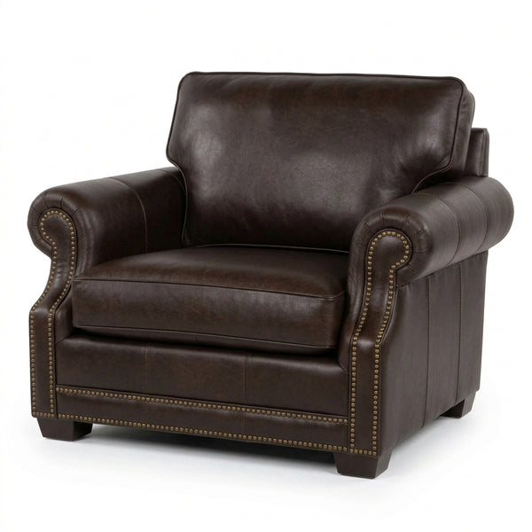 Robinson Oversized Pillow Back Sofa Group With Nail Trim