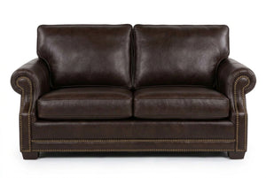 Robinson Pillow Back Leather Loveseat With Nailhead Trim