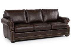 Robinson 98 Inch Pillow Back Leather Sofa With Nailhead Trim