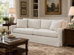 Phoebe Pebble 85 Inch Slipcovered "Quick Ship" Track Arm Sofa