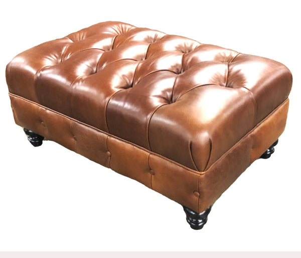 Benedict Leather Footstool Ottoman