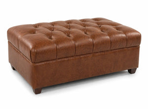 London Leather Footstool Ottoman And 1/2