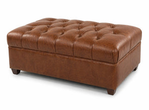London Leather Footstool Ottoman And 1/2