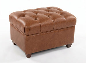 London Leather Footstool Ottoman
