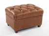 Image of London Leather Footstool Ottoman