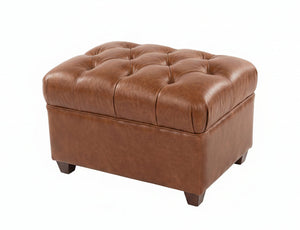 London Leather Footstool Ottoman