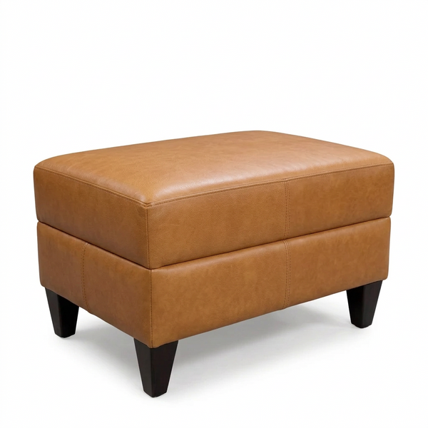 Marlow Leather Pillow Top Footstool Ottoman