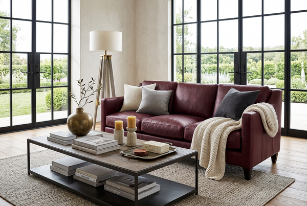 Marlow 88 Inch Timeless Slope Track Arm Leather Sofa