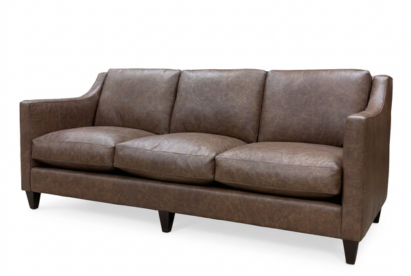 Marlow 88 Inch Timeless Slope Track Arm Leather Sofa