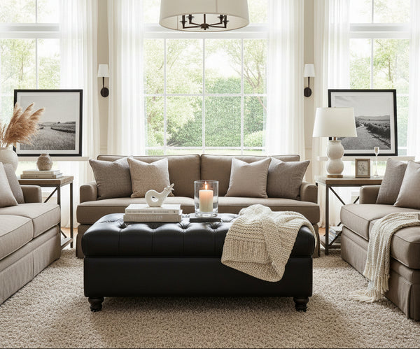 Westminster 65 Inch Leather Bench Ottoman