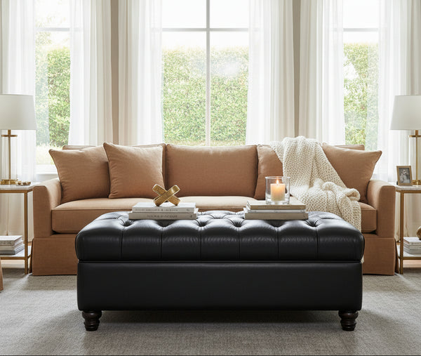 Westminster 65 Inch Leather Bench Ottoman