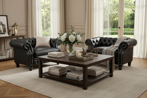 Westminster Leather Tufted Chair And A Half