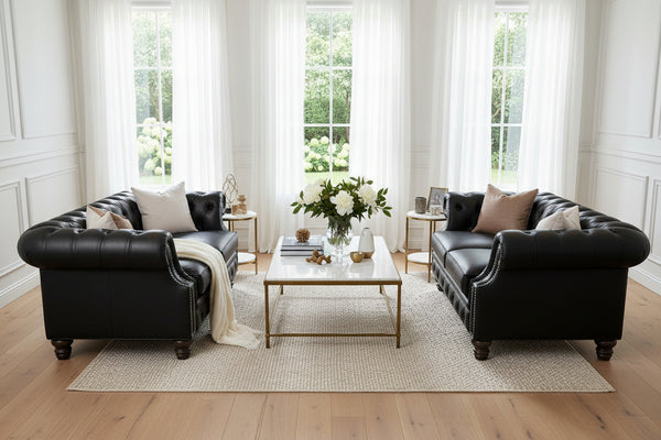 Westminster Leather Tufted Chesterfield Loveseat