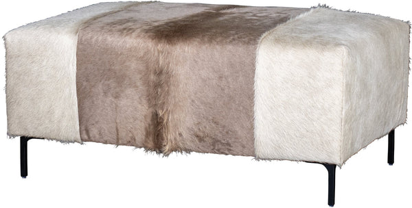 Buckaroo Champagne Dark Hair On Hide 43" Inch Rectangular Leather Ottoman