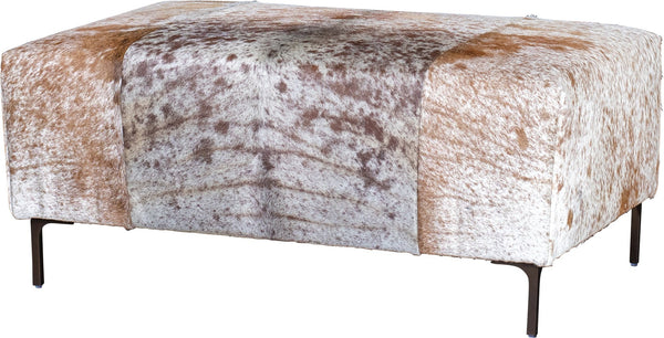Buckaroo Longhorn Hair On Hide 43" Inch Rectangular Leather Ottoman