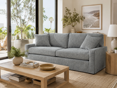 Tatum Mineral 87 Inch "Quick Ship" Slipcovered Sofa