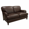 Image of Lichfield English Arm Tight Back Leather Loveseat With Nailhead Trim