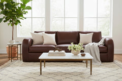 Southampton 85 Inch Three Cushion Rounded Track Arm Leather Sofa