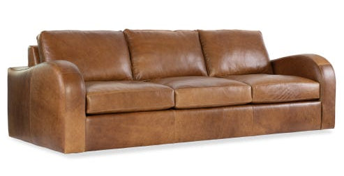 Southampton 109 Inch Three Cushion Rounded Track Arm Leather Sofa