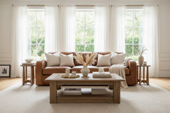 Southampton 109 Inch Three Cushion Rounded Track Arm Leather Sofa