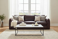 Southampton 109 Inch Three Cushion Rounded Track Arm Leather Sofa