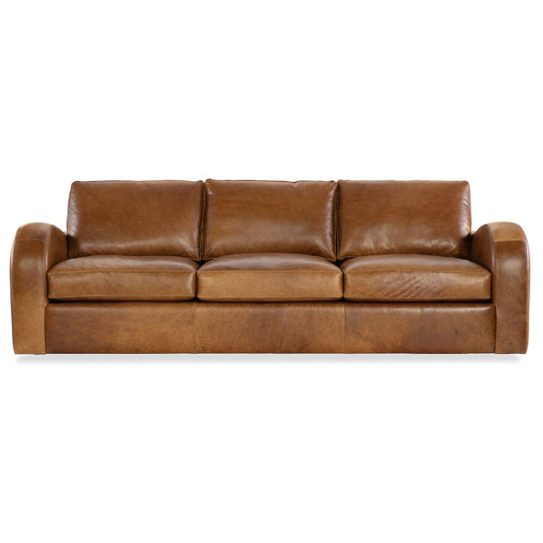 Southampton 109 Inch Three Cushion Rounded Track Arm Leather Sofa