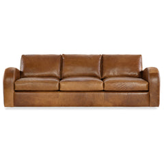 Southampton 109 Inch Three Cushion Rounded Track Arm Leather Sofa