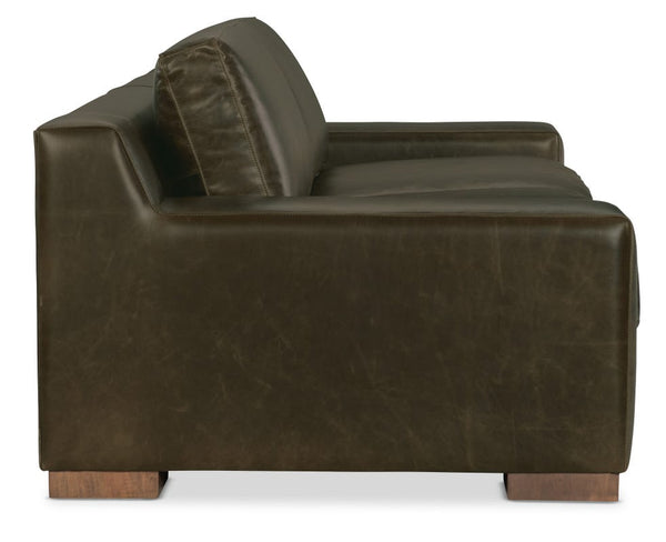 Wells 109 Inch Two Cushion Wide Track Arm Leather Sofa