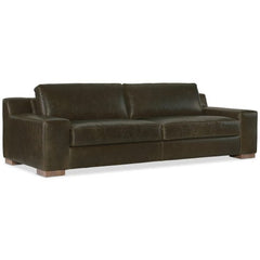 Wells 109 Inch Two Cushion Wide Track Arm Leather Sofa
