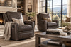 Image of Ellis SWIVEL / GLIDER Leather Pillow Back Recliner Chair - Experience Luxurious Comfort