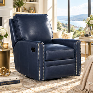 Ellis SWIVEL / GLIDER Leather Pillow Back Recliner Chair - Experience Luxurious Comfort
