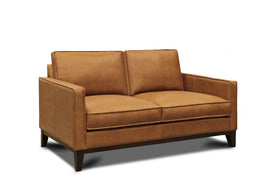 Kellan Contemporary Leather Track Arm Loveseat