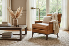 Silas Transitional Leather Upholstered Accent Chair