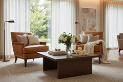 Silas Transitional Leather Upholstered Accent Chair