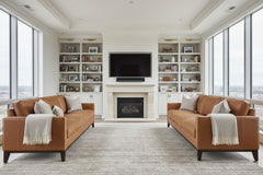 Kellan 85 Inch Modern Leather Track Arm Sofa