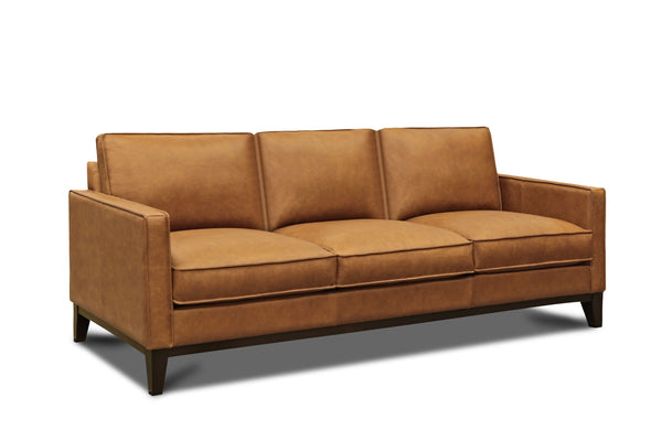 Kellan 85 Inch Modern Leather Track Arm Sofa