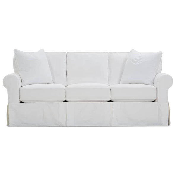 Christine 84 Inch Slipcovered Traditional Sofa With Skirt